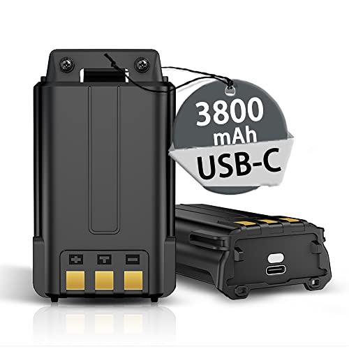 BAOFENG UV-5R Battery Enlarge USB-C Rechargeable 3800mAh BL-5 for Walkie Talkie BF-F8HP UV-5X3 RD-5R UV-5RTP Type-c Two Way Radio Accessories (BL-5L BAOFENG Battery Series)