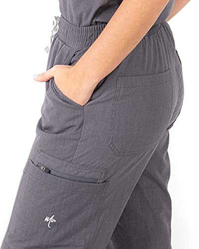 Image of Mim Jogger Scrub Pants for Women, Skinny Leg Joggers, Burgundy, Black, Navy Blue, Green