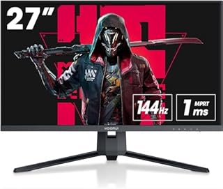 KOORUI 27 Inch QHD Gaming Monitor 144 Hz, VA, 1ms, DCI-P3 90% Color Gamut, Adaptive Sync, (2560x1440, HDMI, DisplayPort) Black