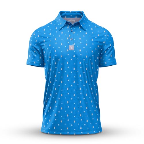 Bogey Bros - Snowman - Funny Golf Polo Shirts –4 Way Stretch Men’s Golf Shirts Short Sleeve, Golf Polos For Men With Upf 50 Protection, Breathable, Funny Golf Polo Shirt For All Season Wear - Medium