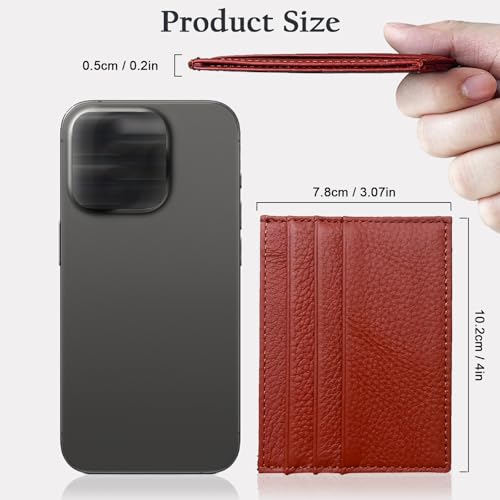 Image of WOXVM Credit Card Holder Wallet RFID Blocking Slim Credit Card Cases Holder Premium Leather Minimalist Front Pocket Small Wallet with 6 Card Slots and 1 Pockets for Men Women (Red)