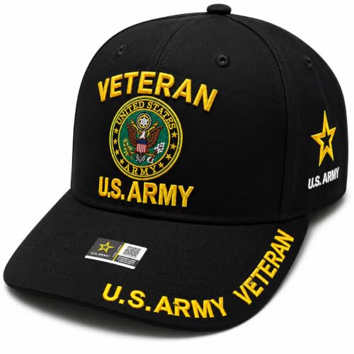 Image of US Army Veteran Hat for Men - Officially Licensed Military Baseball Cap, Gift for Veterans
