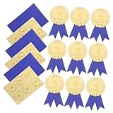 LIFKOME 36セット 賞状用メダルシール 入り エンボス加工 金色五角星と青リボンデザイン 軽量で持ち運び便利 卒業証書や表彰用シール 多用途