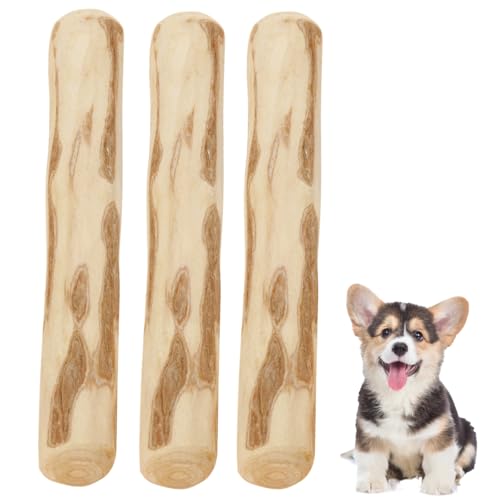 3PCS Coffee Wood Dog Chew Durable Dog Chew Sticks Puppy Teething Chew for Dental Care Natural Wooden Chews Boredom Relief Olive Wood Dog Chew for Small to Medium Dogs and Teething Puppies