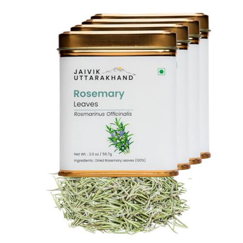 Image of Jaivik Uttarakhand - Rosemary Dry Leaves Herbal Tea (226.8 g), No Preservatives or Additives, Pack of 4 Tin Box