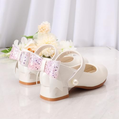 IWIHMIV Dress Up Shoes for Little Girls Fashion Toddler Low Chunky Heels Wedding Party School Flower Girl Leather Shoes3