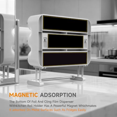 Portarrollos Papel Cocina,Portarollos Cocina,dispensador Papel Aluminio y Film,para Papel de Cocina, de Aluminio, Film y Bolsas para congelar, Soporte de Pared - imagen 5