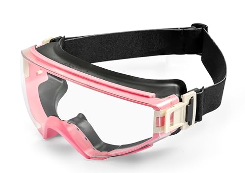 Koziface S60Z Pink Safety Goggles for Men and Women – Adjustable Strap, 2 Ways to Wear, Over Glasses, Anti-Fog & Impact Resistant, ANSI Z87.1+ Certified Full Seal Eye Protection