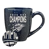 Rico Industries NBA Basketball Oklahoma City Thunder 2025 NBA Champions 16 oz Team Color Laser Engraved Speckled Ceramic Coffee Mug