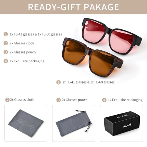 Image of Fit Over Blue Light Blocking Glasses Migraine Light Sensitivity Photophobia Fluorescent LED Glare Women AB3306