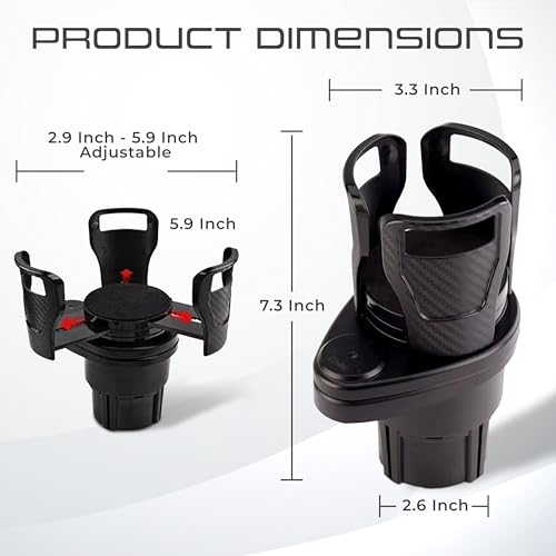 Image of Robustt Dual Car Cup Holder Expander with Adjustable Base, 360 Degree Rotatable Base, Upgraded Expandable Cup Holder Expander for Car, 2 in 1 Multifunctional Automotive Cup Holder Extender (Pack of 5)