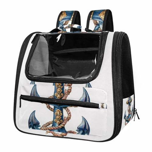 otnrnondcl Nautical Anchor (2) Cat Backpack Carrier, Large Pet Backpack for Medium Small Dog Cat Puppy Kitty Bunny