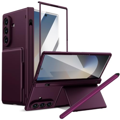 Protection écran Galaxy Z Fold 7 coque antichoc bordeaux et porte-carte