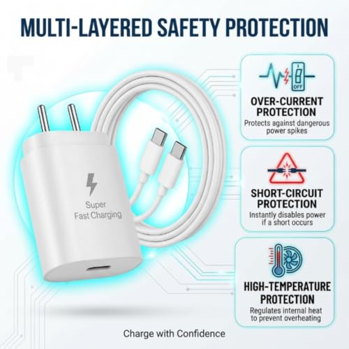 Image of Scalebee 25W Type-C Charger Adapter & Cable | Compatible with Samsung Galaxy S25, S24, S23, S22, S21, Compatible with M35, M36, M16, M06, M05, M56