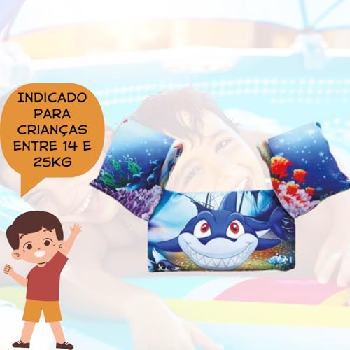 Boia Infantil Colete Salva Vidas Praia E Piscina Divertido Tubarão Azul Escuro