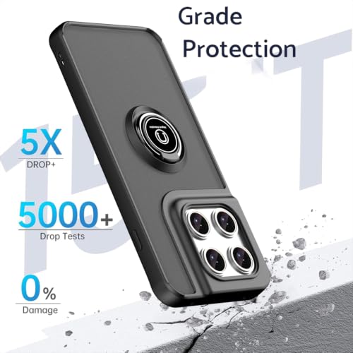 Image of QUIETIP Case for Motorola Edge 70 Pro,Magnetic Ring Car Stand Cover Black