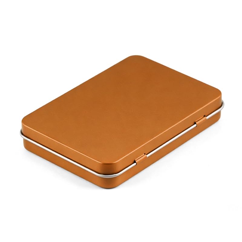 Nikovoke 1Pcs Hinged Tin Box, Rectangular Metal Storage Container for Small Items - 10.8 x 7.6 x 1.77cm