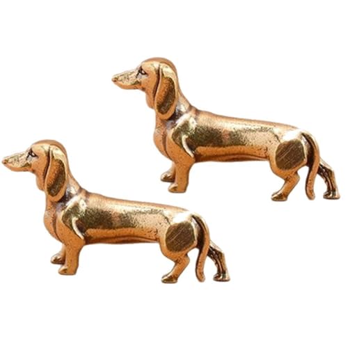 Glixoft 2 Stück Messing-dackel-statuen, Realistische Hundefiguren, Tier-Ornament Für Den Schreibtisch, Für Das Büro Zu Hause, Bücherregal-Dekoration