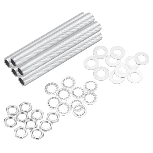 Image of MECCANIXITY 35Pcs 3.3 inch Lamp Pipe Kit with Nuts Washers 1 /8IP Thread Fasteners Assortment for Chandelier Ceiling Light Repair Assembly DIY Hardware