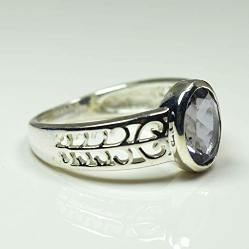 Bague en argent 925 véritable et iolite ovale faite main - 4