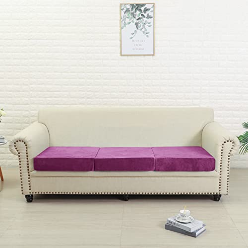 Jonuiony 2023 New Wear-Resistant Universal Sofa Cover, Stretch Velvet Separate Couch Cushion Slipcovers, L Shape Sofa Chaise Covers For Both Left/Right Sectional Couch (Purple,Large 4 Seat) #TOP2