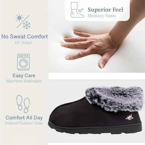 Women's Micro Suede Faux Fur Fleece Lined 80-D High-Density Memory Foam Winter Slipper Bootie Breathable House Shoes Non Skid Indoor Outdoor Sole3