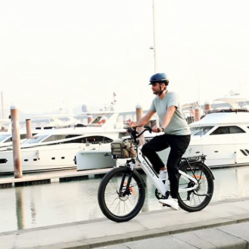 Samebike Electric Bike 26" Electric Bike For Adults 750W Lockable Suspension Fork Electric Cruiser Bicycle 3.0 Fat Tire Ebike 28Mph 48V 14A Removable Battery Up To 62Mi Step-Thru Frame Shimano 7 Speed #TOP7
