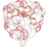 iWheat Rosegold Luftballon Set, 75 Stück 12 Zoll Helium Ballons, Konfetti Luftballons & Latex Folien Herzluftballons Rosegold für Hochzeit Geburtstag Babyparty Junggesellenabschied Frauen Party Deko