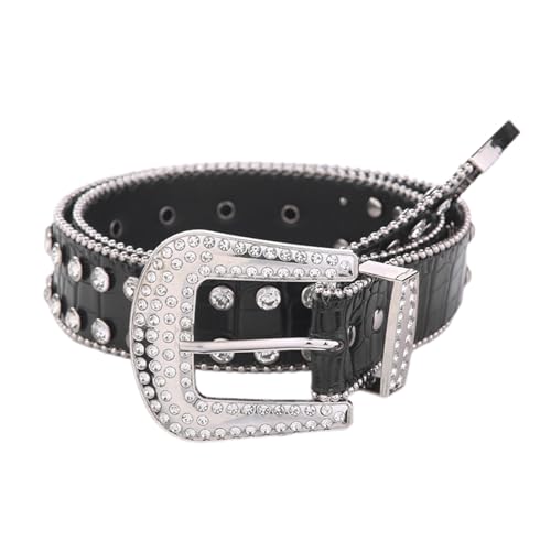 Female PU Belt Rhinestones Studded Waist Belt For Pants Jeans Teens Girl Fashion Pin Buckle Belts Waist Decorative Belt