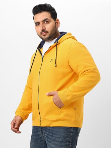 Image of Urbano Plus Men's Cotton Zippered Hooded Casual Winterwear Sweatshirt