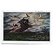8x12 Art Print, Salem, Massachusetts, View of the Salem Witch on her Broom