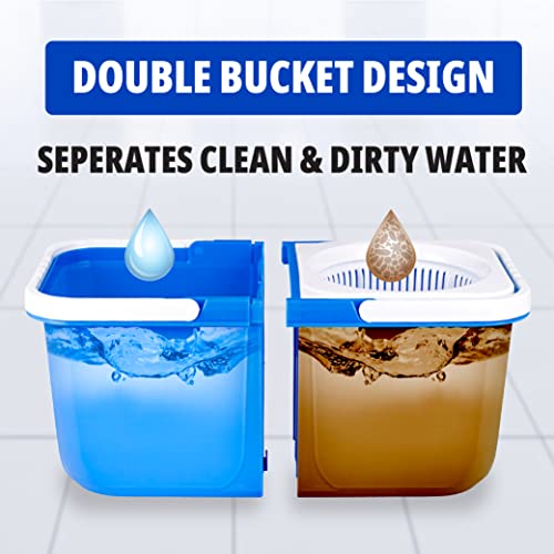 Instamop Spin Mop And Bucket With Wringer Set With 2 Buckets For Clean / Dirty Water, Microfiber Mop For Floor Cleaning, Floor Mop Bucket, Washer Machine Safe, Push-Down Wringing System As Seen On Tv #TOP3