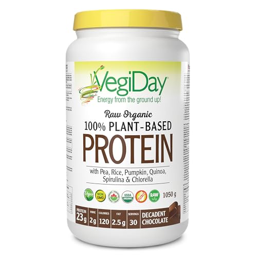 VegiDay Raw Organic Plant Based Protein Decadent Chocolate, 972 g