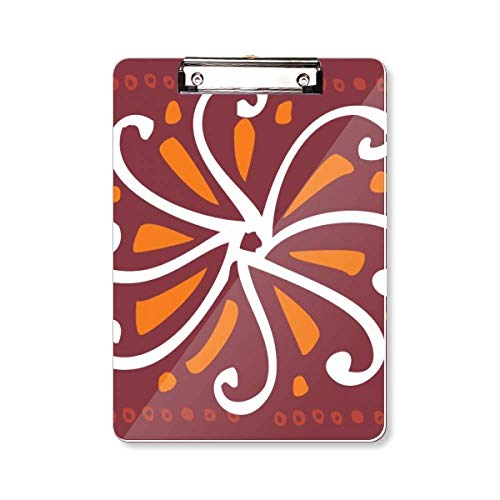Porte-bloc A4 marron avec support rigide motif chrysanthème mexicain et totems