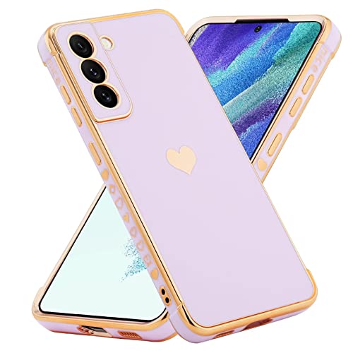 SCRENDY Coque Compatible avec Samsung Galaxy S23 Plus en Silicone TPU Galvanisé Or avec Motif Coeur d'amour Étui Antichoc Légère Housse Étui de Protection Coque, Violet Cover