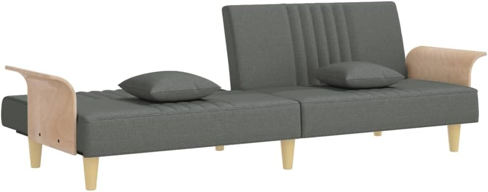 Sofa Bed Dark Grey Fabric (100% Polyester) Living Room Furniture