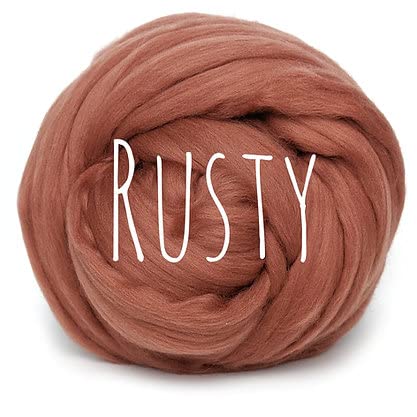 Colorful Passions Merino Wool 22-24 microns - Rusty 500g (0.5kg) (1.1lb) - Soft Wool roving for arm Knitting Merino Blanket Weaving Felting Jumbo Yarn Giant Wool — image 1