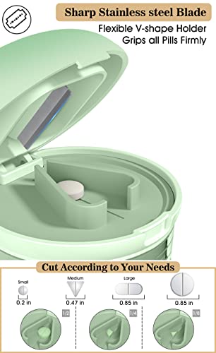 Pill Crusher, Cutter And Grinder, Glodeals Pill Splitter Crushes Pills, Vitamins, Tablets, Stainless Steel Blade, Two Built-In Pill Box Removable Drinking Cup (Green) #TOP1