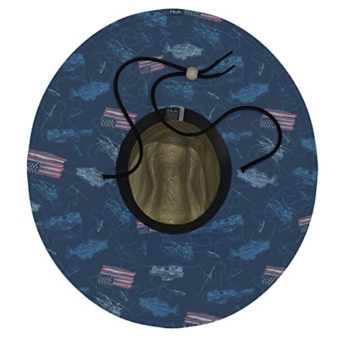 Huk Men's Standard Straw, Wide Brim Fishing & Beach Hat, Fish And Flags-Set Sail, One Size #TOP1