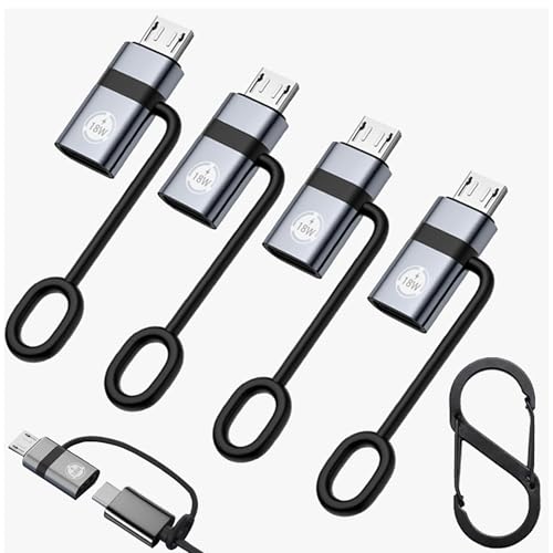URANT Adaptador USB C a micro USB (paquete de 4), adaptador tipo C hembra a micro USB macho, adecuado para Samsung Galaxy S6/S7 Edge, LG Nexus 4/5/6 y muchos otros dispositivos (gris)