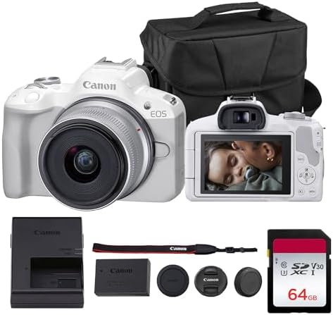 Canon EOS R50 Mirrorless Camera Kit – APS-C RF Camera with 18-45m...