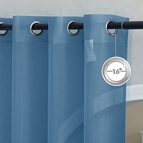 Image of NICETOWN Voile Sheer Stone Blue Curtains 84 Inches Long, Grommet Airy & Lightweight Window Treatment Translucent Elegant Drapes for Living Room /Bedroom, W54 x L84, 2 Panels