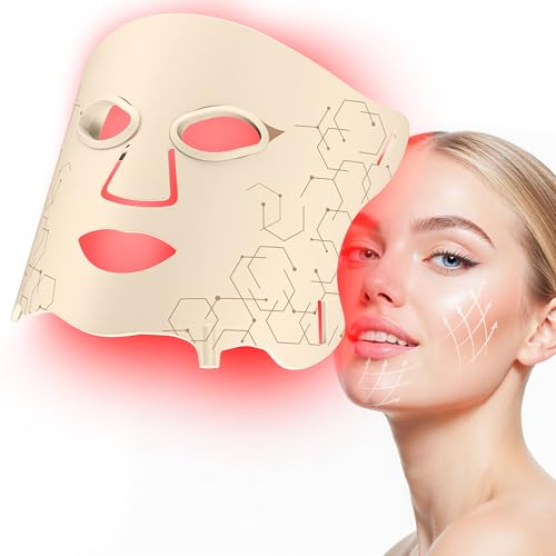 LED Light Therapy Mask (E106A) for Face, Infrared Red Light Therapy Mask, Soft Silicone, Rechargeable Red Light Therapy with Timer for Home & Travel