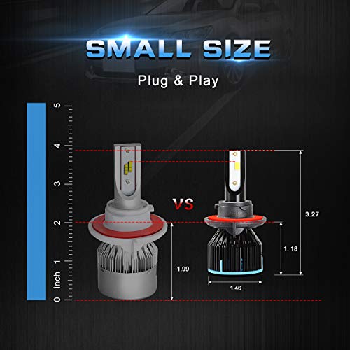 H13 9008 Led Headlight Bulbs High& Low Beam H13 10000LM 6500K 60w Super Bright Cool White Led Conversion Kit Plug & Play 360 Degree Adjustable Led Headlight Kits - Thumbnail 4