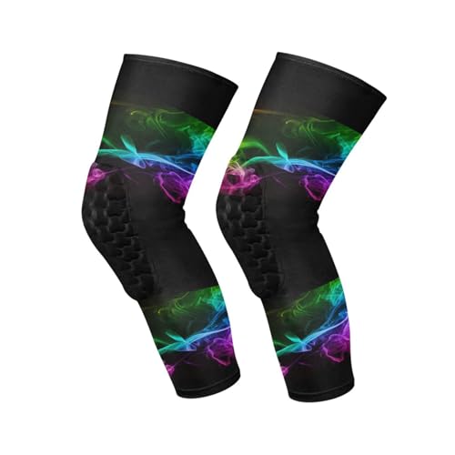JUNZAN Knee Pads for Basketball Kids Youth Bball Knee Pads with Leg Compression Sleeves Sport Knee Pad for Volleyball Football 1 Pair Colorful Smoke