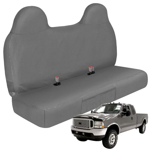 Front Bench Seat Cover Compatible with 1999-2007 Ford F250/F350/F450/F550 Work Truck with Front Solid Bench Seat, 600D Oxford Cloth Heavy Duty Waterproof Non-Slip Custom-fit Front Bench Seat Cover