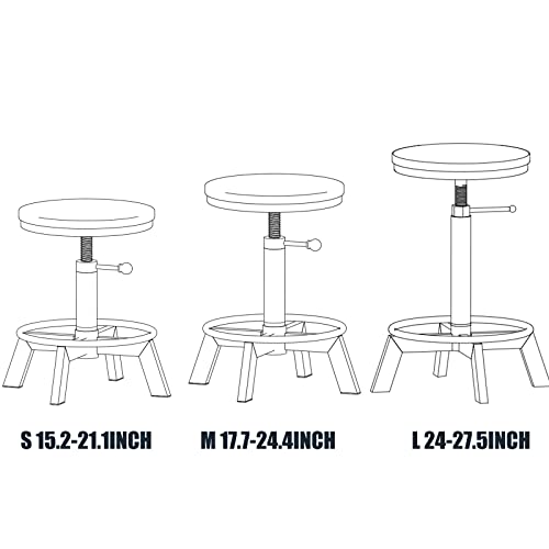 Bokkolik Set Of 2-Industrial Bar Stool-Rustic Counter Height Chairs For Kitchen Island-Farmhouse Swivel Wooden Seat- Adjustable 17.7-24Inch thumb #2