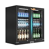 Rockitch Back Bar Cooler with 2 Glass Doors, 6.8 Cu.ft Commercial Bar Cooler with LED Lighting, Under Counter Height Beverage Refrigerator, Commercial Display Drink Fridge for Bar, Restaurant, Hotel
