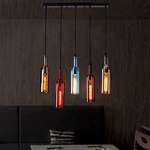 Lustre bouteille de vin marron avec hauteur reglable E27 Edison - 4