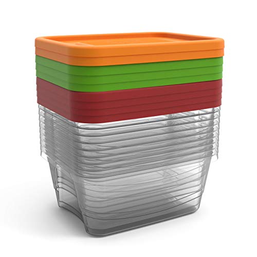 Denzus 42 Piece Stackable Bpa Free Plastic Food Storage Lunch Containers And Lids Set With 4 Sizes, Microwave, Dishwasher, And Freezer Safe (Lid Colors May Vary) #TOP7